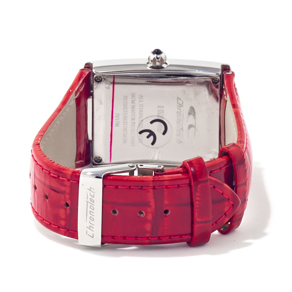 Chronotech Red Leather Dress Watch